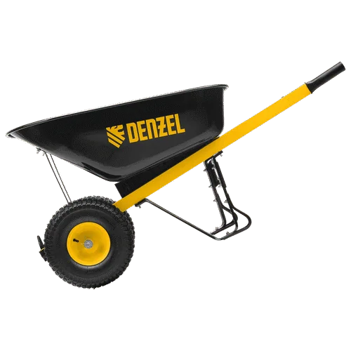 Строительная тачка DENZEL усиленная, объем 140 л, 250 кг, двухколесная, колесо 15х6.00-6