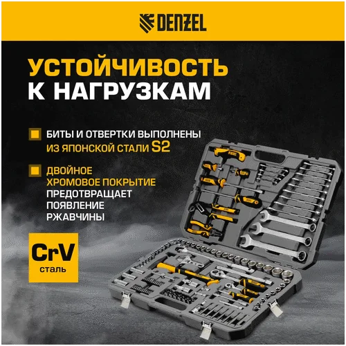 Набор инструментов DENZEL 1/2, 1/4, CrV, S2 15804