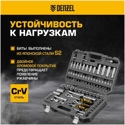 Набор инструментов DENZEL 1/2, 1/4, CrV, S2 15813