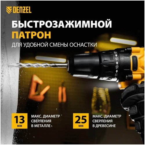 Аккумуляторная дрель-шуруповерт DENZEL CDL-12-02BM