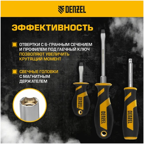 Набор инструментов DENZEL 1/2, 1/4, CrV, S2 15804