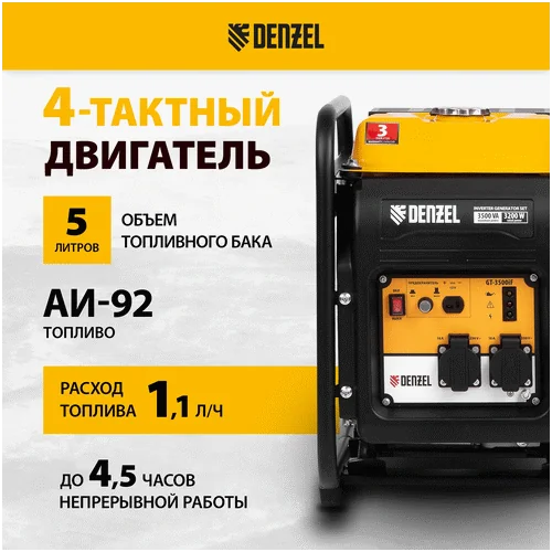 Инверторный генератор DENZEL GT-3500iF