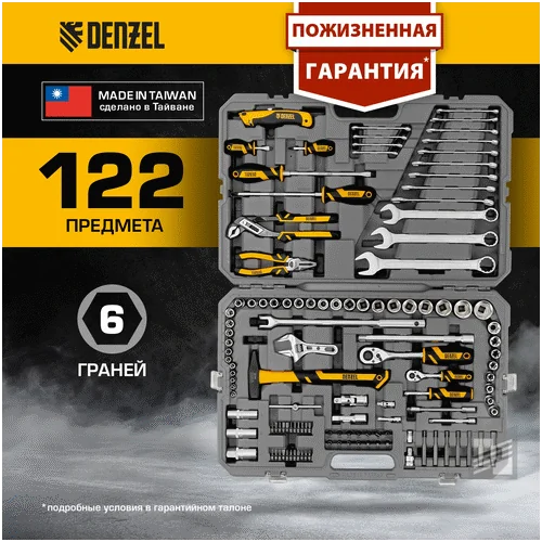 Набор инструментов DENZEL 1/2, 1/4, CrV, S2 15804