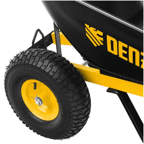 Строительная тачка DENZEL усиленная, объем 140 л, 250 кг, двухколесная, колесо 15х6.00-6