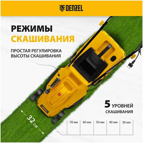 Электрическая газонокосилка DENZEL GM-1300