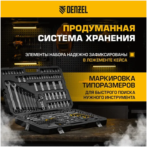 Набор инструментов DENZEL 1/2, 1/4, 3/8, CrV, S2 15807