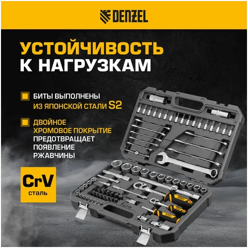 Набор инструментов DENZEL 1/2, 1/4, CrV, S2 15809