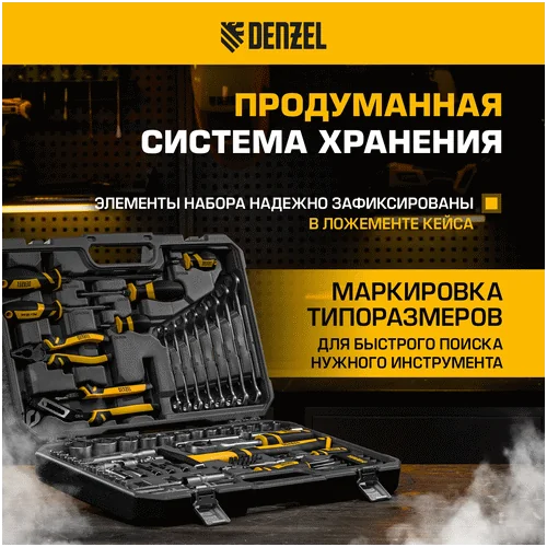 Набор инструментов DENZEL 1/2, 1/4, CrV, S2 15802