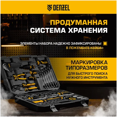 Набор инструментов DENZEL 1/2, 1/4, CrV, S2 15801