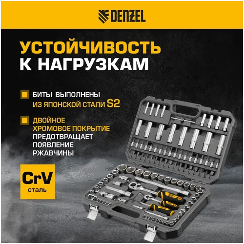 Набор инструментов DENZEL 1/2, 1/4, CrV, S2 15814